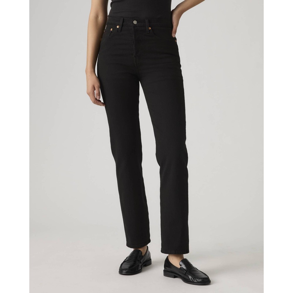 Levi's Women's Wedgie Straight Ankle‎ High Rise Black Jeans Button Fly Denim 27